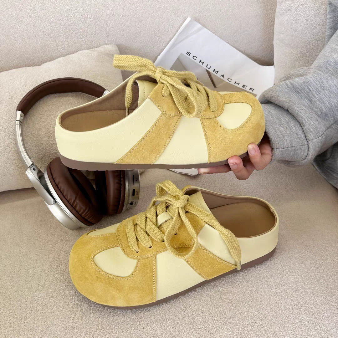 Women's Retro Closed Toe Half Outer Wear Spring Versatile Slippers