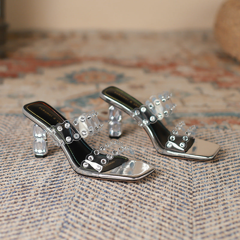 Women's Fashion High For Summer Transparent Chunky Heels