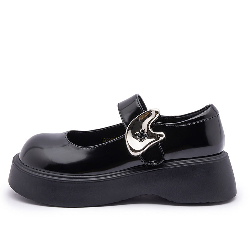 Women's Genuine Black Mary Jane Niche Style Loafers