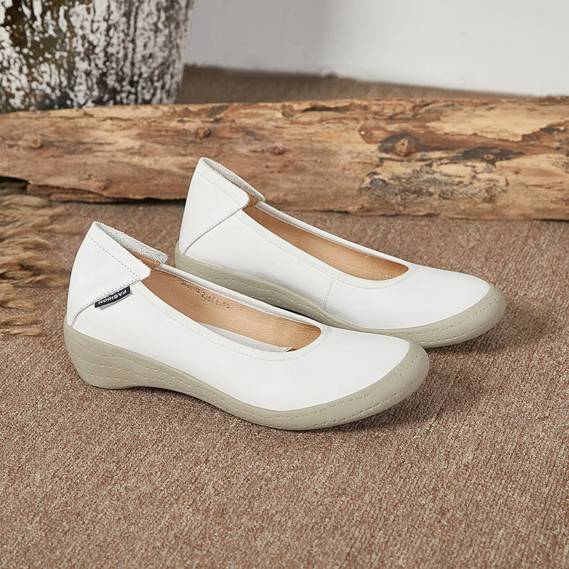 Women's Genuine Shallow Mouth Pumps Wedge Height Casual Shoes