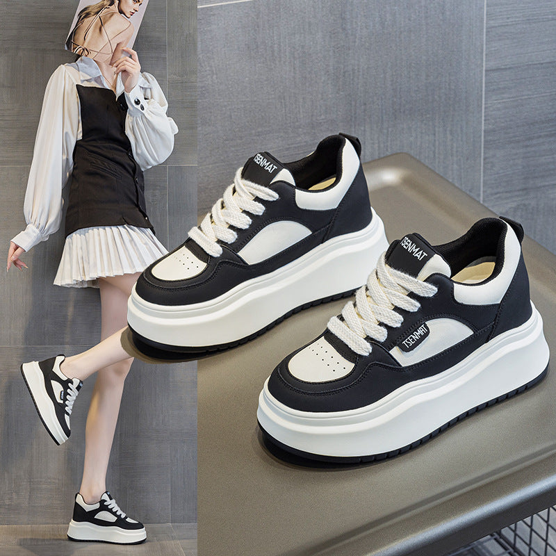 Women's Thick Bottom White Platform Thin Breathable Casual Shoes