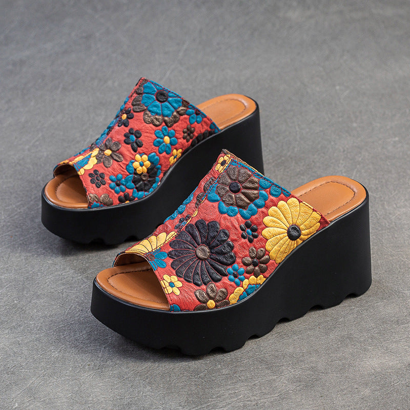 Toe Outdoor Fashion National Style Printed Slippers