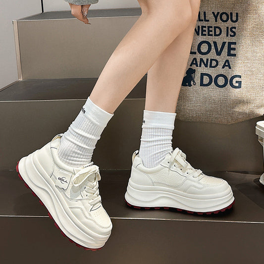 Women's White Platform Super Lightweight Soft Bottom Sneakers