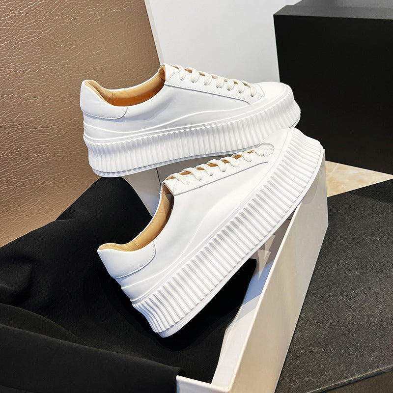 Women's Biscuit Shape Platform White Leisure Muffin Height Increasing Women's Casual Shoes