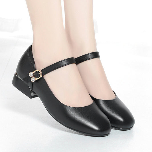 Women's Autumn Genuine Single Low Thick Wedding Casual Shoes