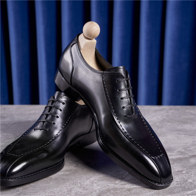 Men's Vintage Oxford Handmade Square Toe Laces Business Leather Shoes