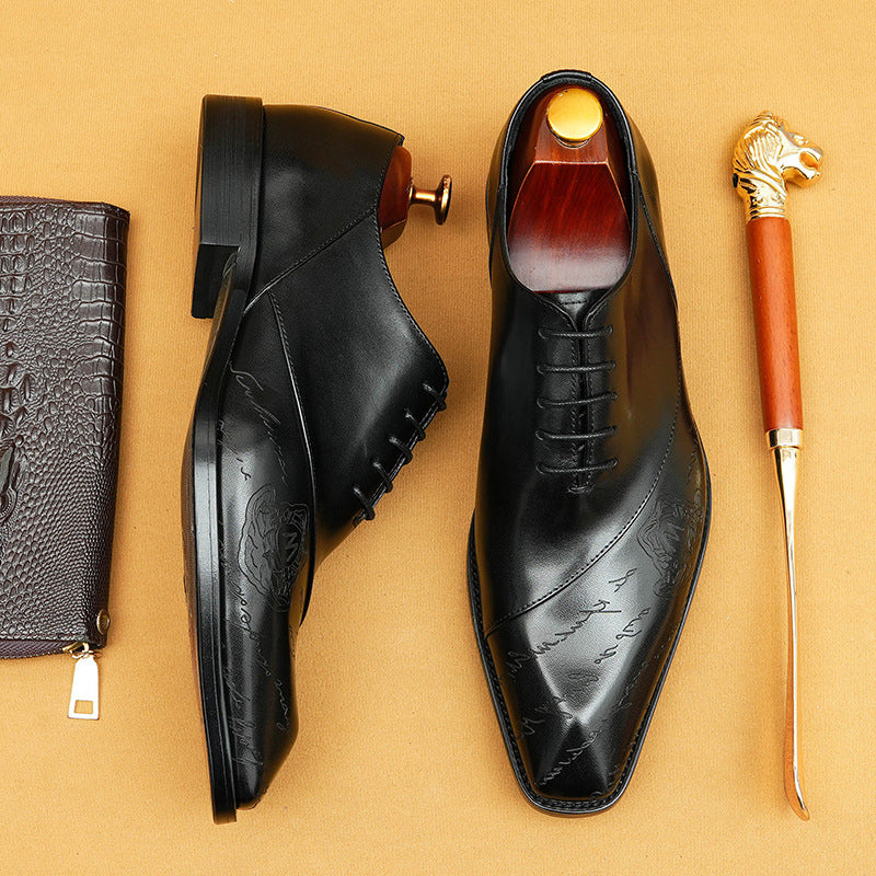 Men's Carved British Formal Wear Business Pointed Leather Shoes