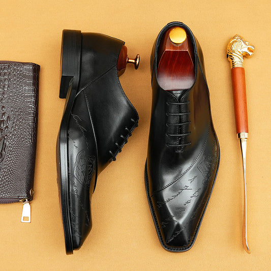 Men's Carved British Formal Wear Business Pointed Leather Shoes