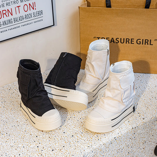 Women's Niche Design Worker Rubber Platform Double Canvas Shoes