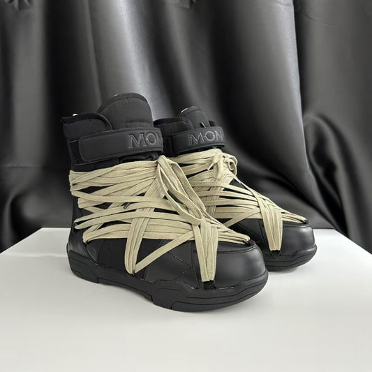 Women's & Men's High Street Crazy Bandage Style Flat Snow Boots