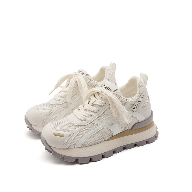 Women's Autumn Thick Bottom Heightened Daddy Mesh Breathable Retro Women's Sports Shoes