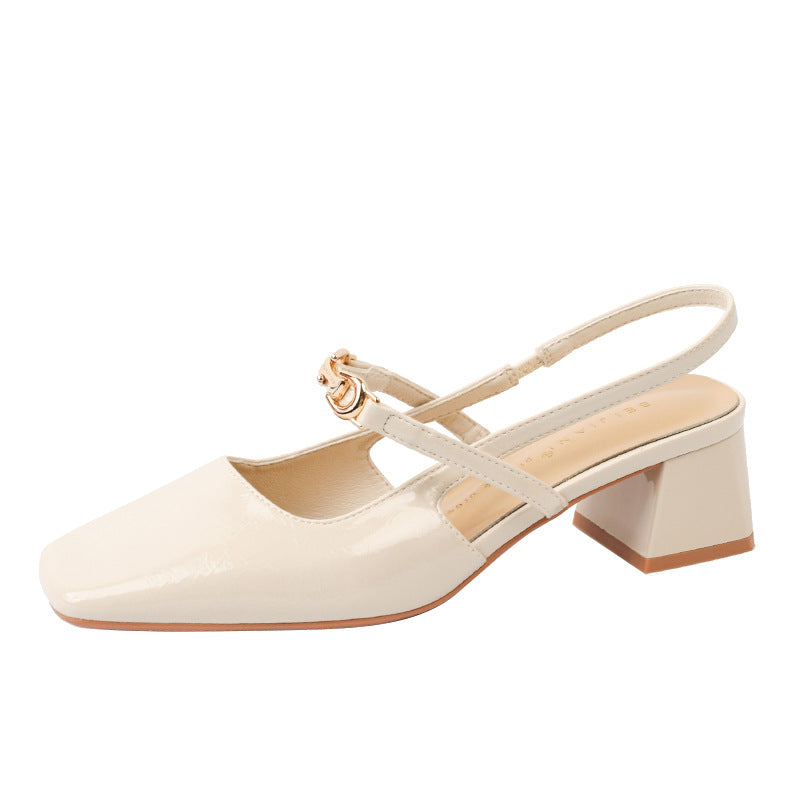 Women's Square Toe High Mid Sheepskin Back Heels