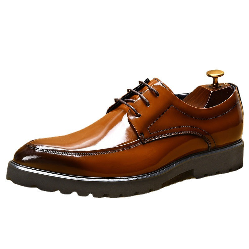 Men's Medium Bright Business Pointed Toe Platform Leather Shoes