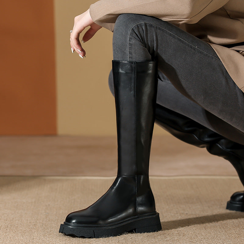 Women's Style Thick Bottom Below The Knee Boots