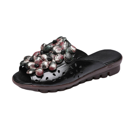 Ethnic Mother Small Floral Hollow Waterproof Sandals