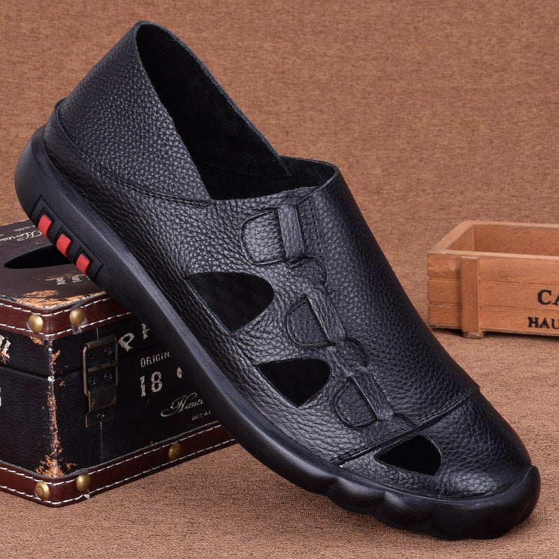 Men's Autumn Genuine Hole Breathable Soft Bottom Top Sandals