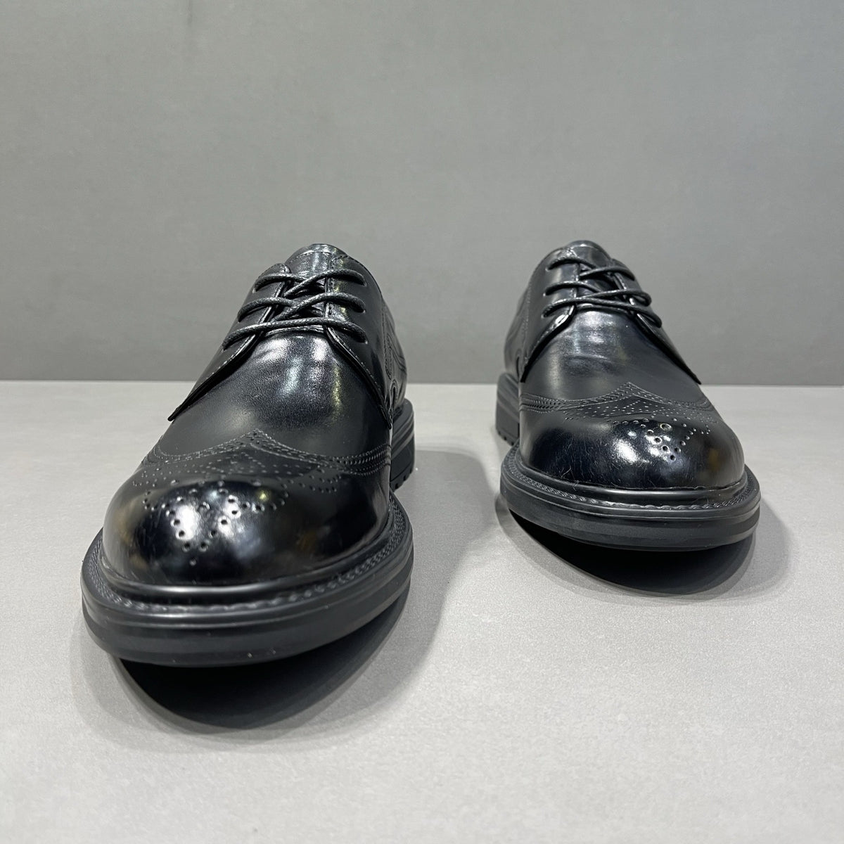 Men's Cattlehide Fashion Brogue British Black Low Leather Shoes
