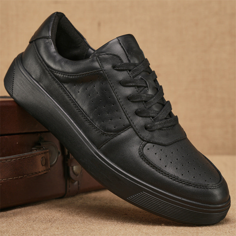 Men's Trendy Genuine Black Raise The Bottom Leather Shoes