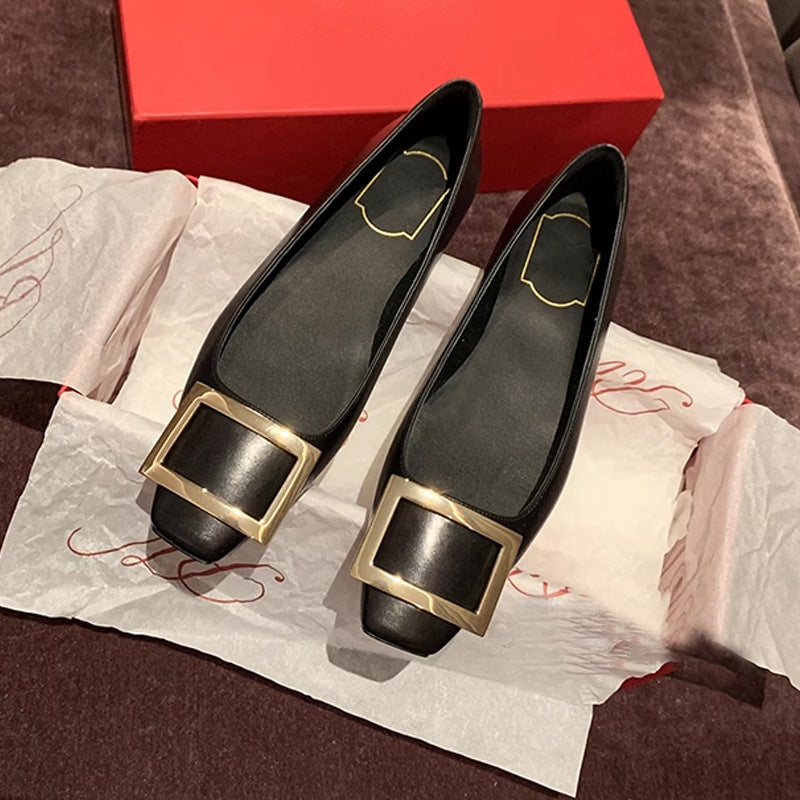 Women's Buckle Flat High-grade Toe Low-cut Low Mary Jane Women's Fashion Shoes