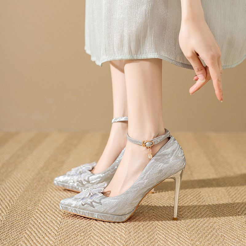 Platform Bow High Wedding Bridal Dress Heels