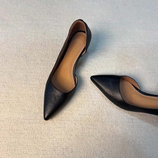 Women's Sheepskin Version French Pointed High Slip-on Heels