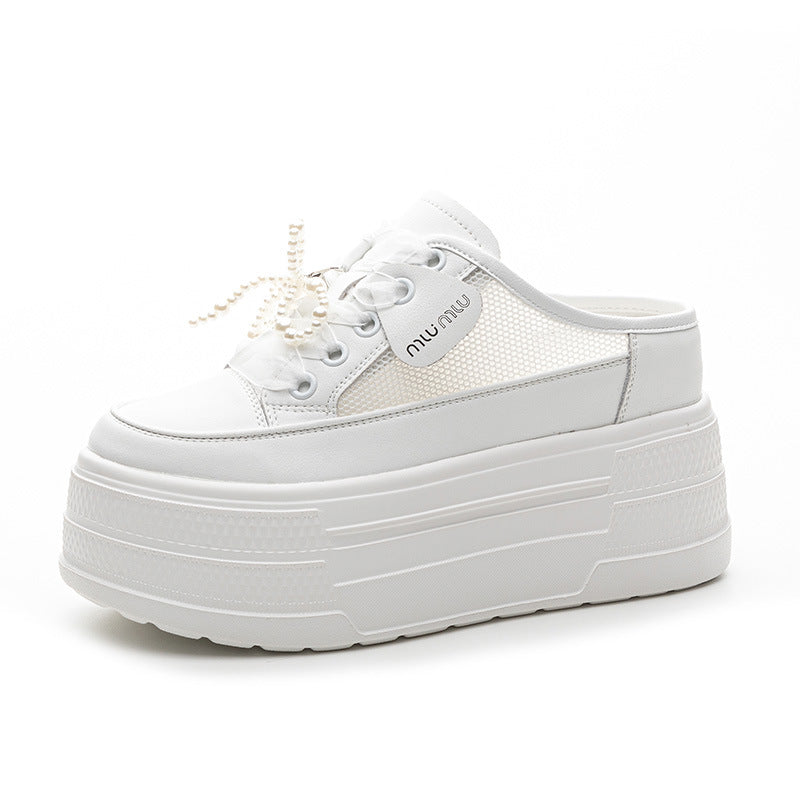 Women's Half Height Increasing Insole Outer Wear Thick Bottom Casual Shoes