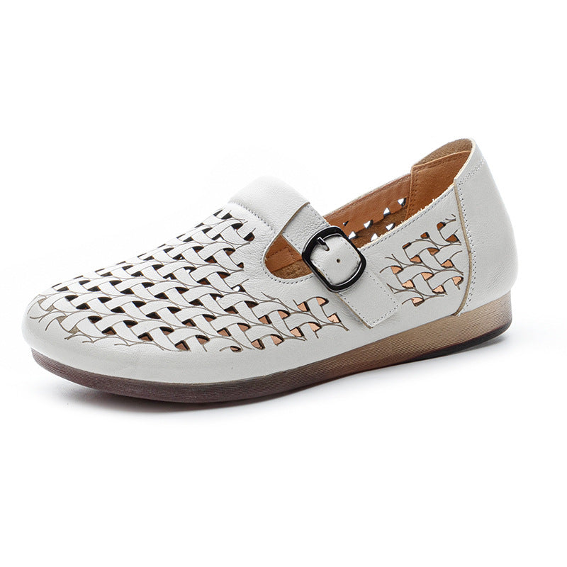 Women's Summer Top Layer Cowhide Flat Soft Sandals