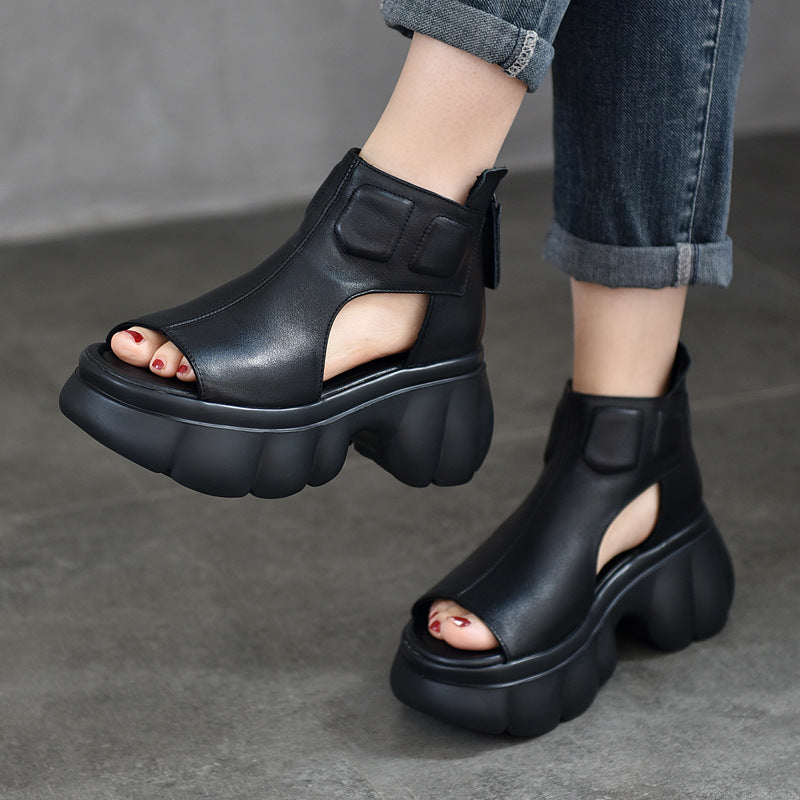 Women's Activity Price Platform Summer Peep Toe Genuine Sandals