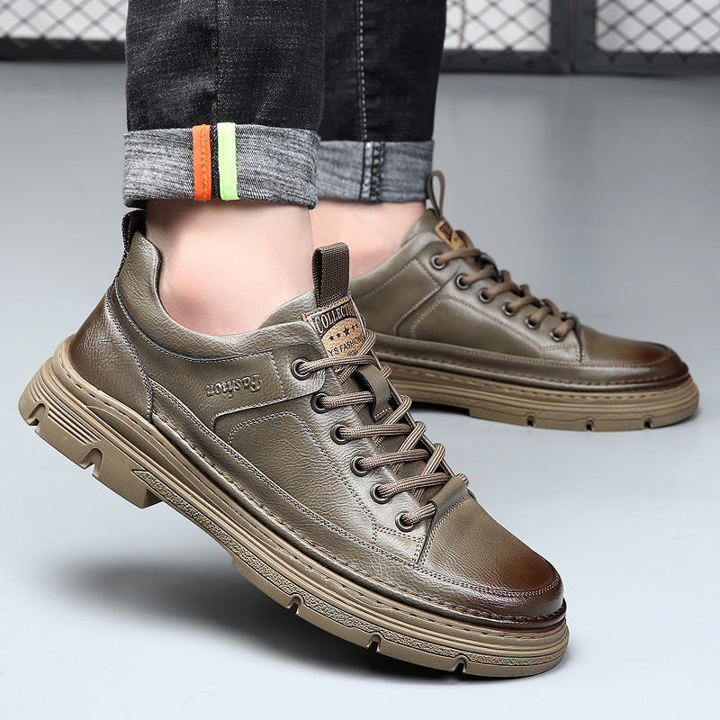 Men's Invisibly Heightened Outdoor Soft Bottom Men's Casual Leather Shoes