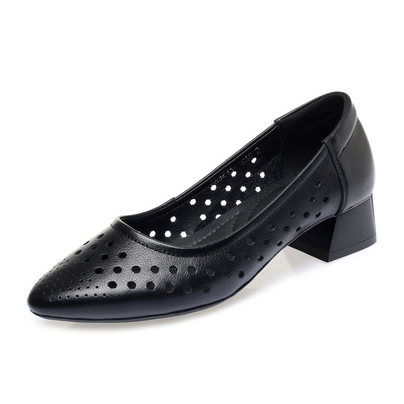 Women's Summer Fashion Flat Mom Hole Hollow Heels