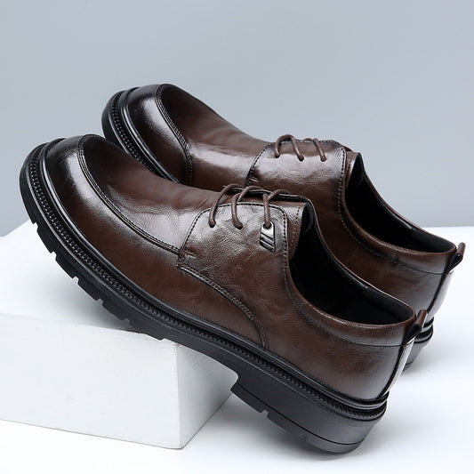 Men's Spring Pure Business Formal Wear Breathable Leather Shoes