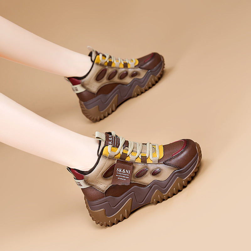 Women's Thick-soled Heightened Daddy Retro Veet Sneakers