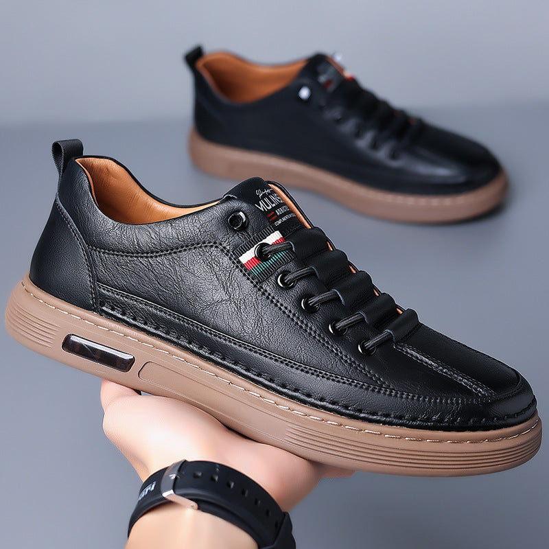 Men's Cowhide Soft Bottom Trendy Daily Sneakers