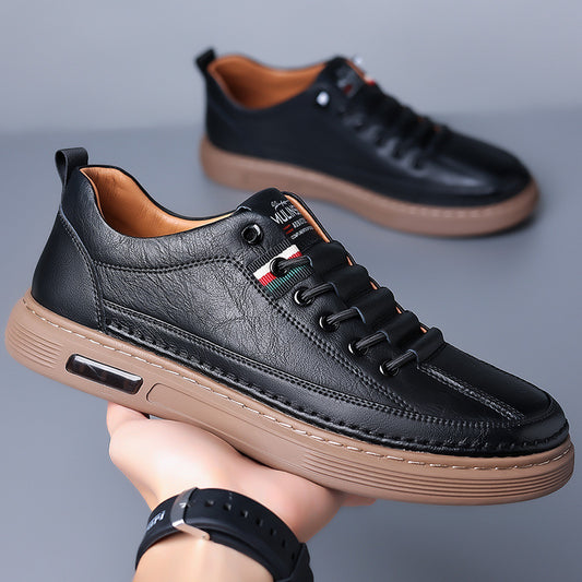 Men's Cowhide Soft Bottom Trendy Daily Sneakers
