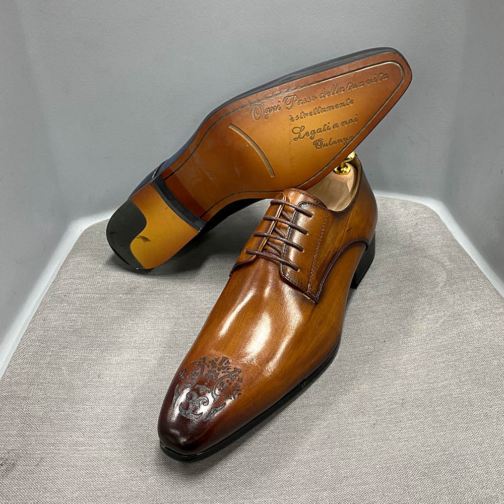 Men's Business Formal Wear Derby Genuine Fashion Leather Shoes