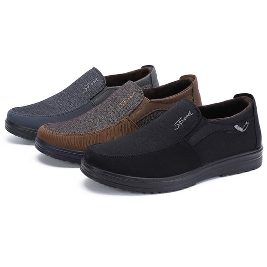 Men's Top Slip-on Old Cloth Two Cotton Thin Fleece-lined Canvas Shoes
