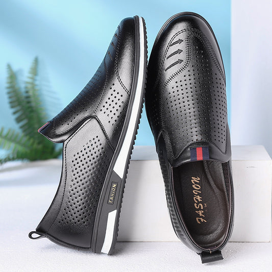 Men's Summer Soft Bottom Business Hollow Slip-on Leather Shoes