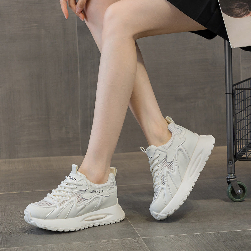 Genuine Mesh Surface Platform Height Increasing Casual Shoes