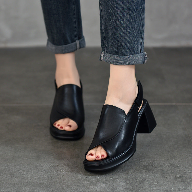 Women's Of Matching Peep Toe Genuine Cowhide Heels