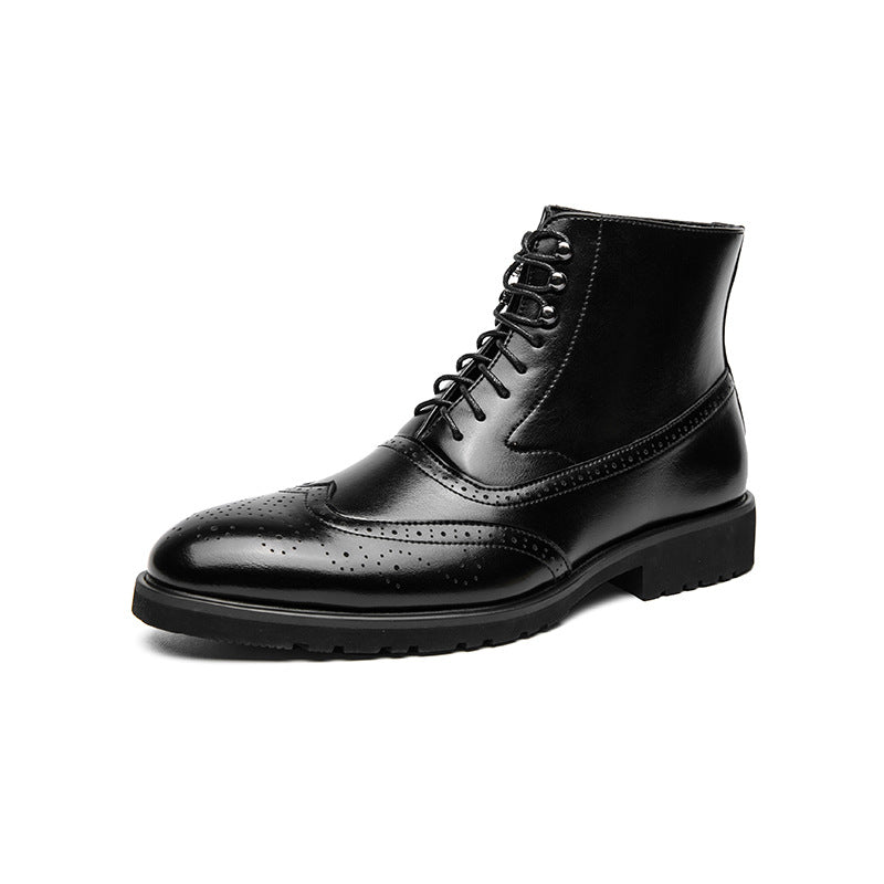 Cool Men's Plus Size Brushed Brogue Boots