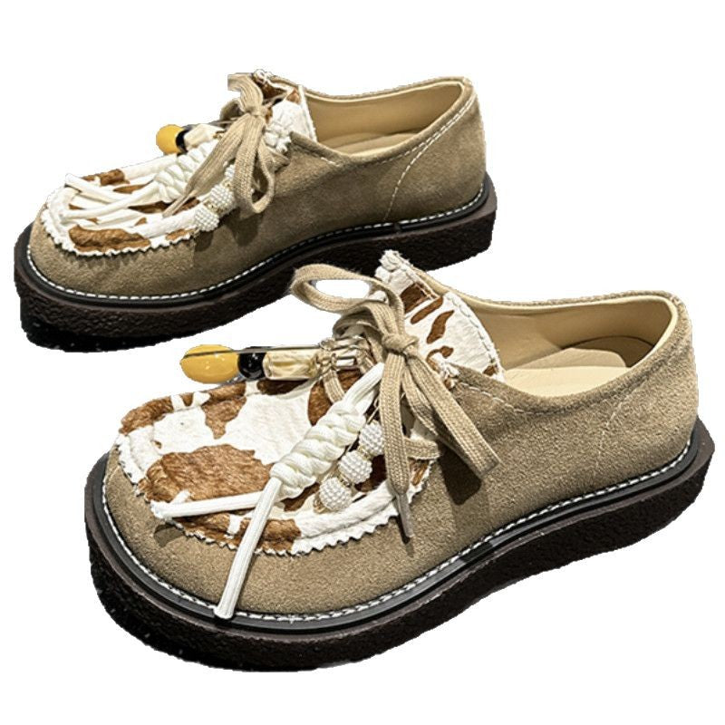Women's Genuine Big Toe Derby Platform Spring Loafers