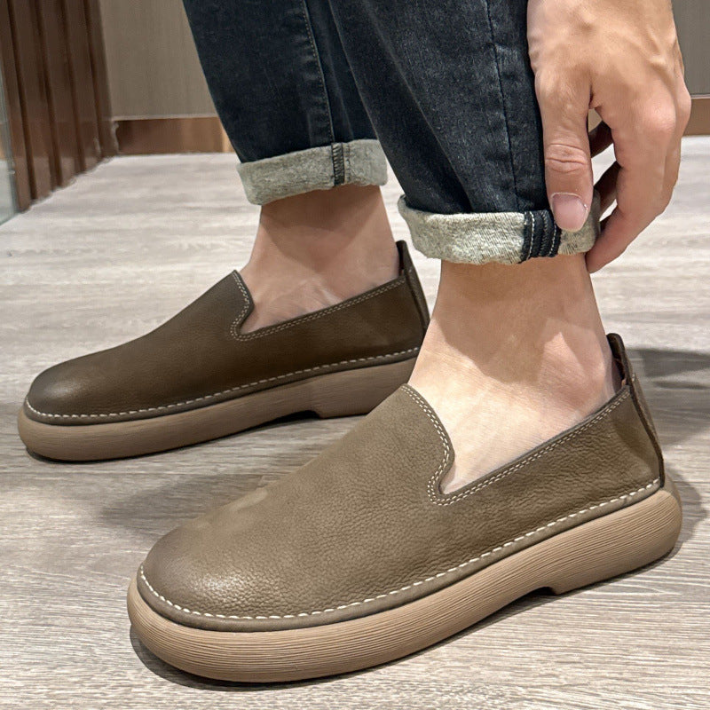 Men's Retro Breathable Soft One Pedal Trendy Men's Casual Leather Shoes
