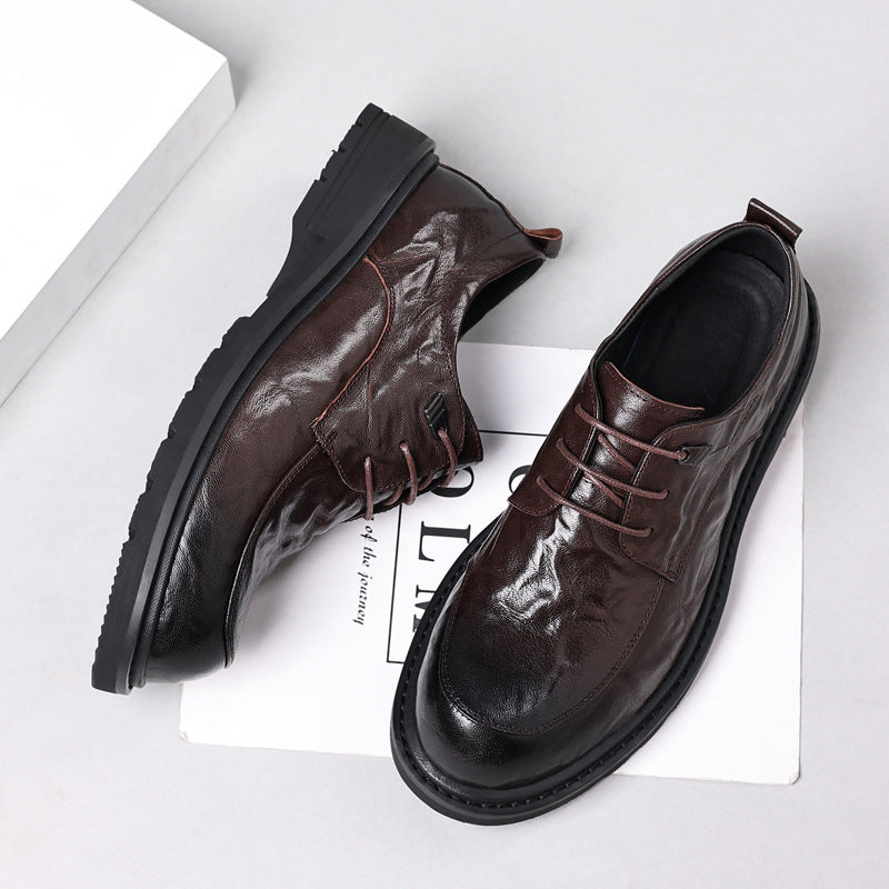Men's Summer Sheepskin Business Round Toe Breathable Leather Shoes
