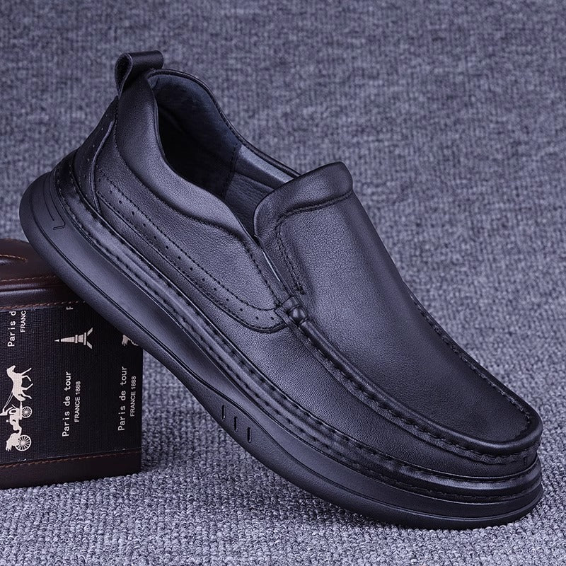 Men's Genuine First Layer Cowhide Solid Platform Plus Veet Stitching Men's Casual Leather Shoes