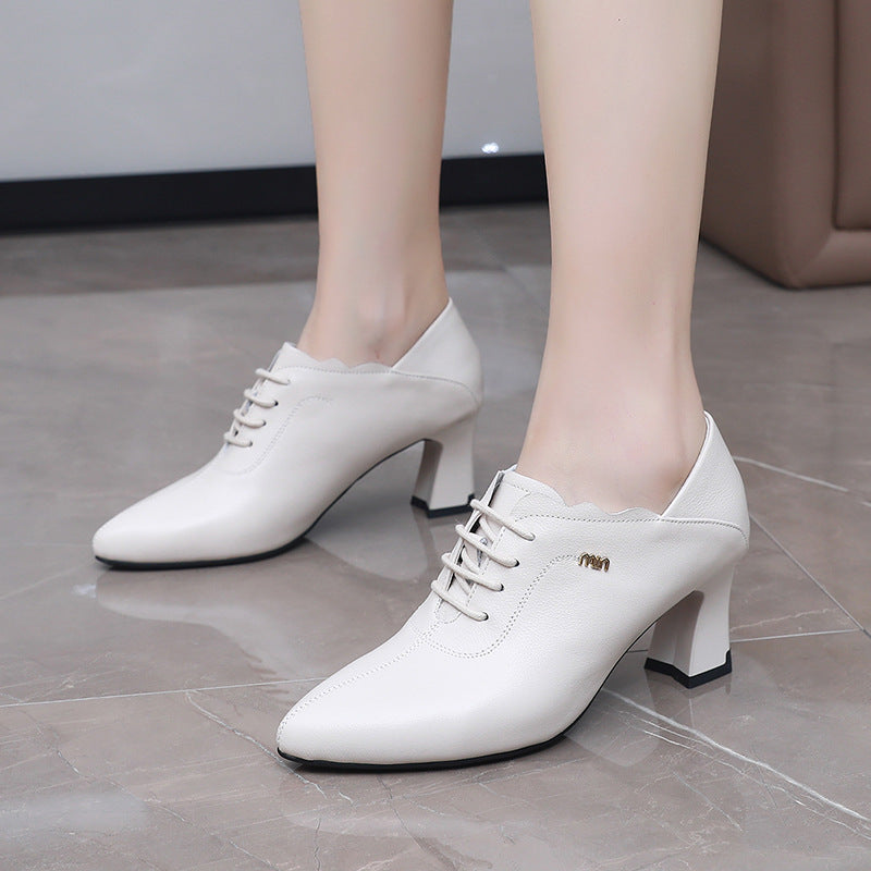 Women's Simple Versatile Cowhide Soft Bottom Size Women's Shoes