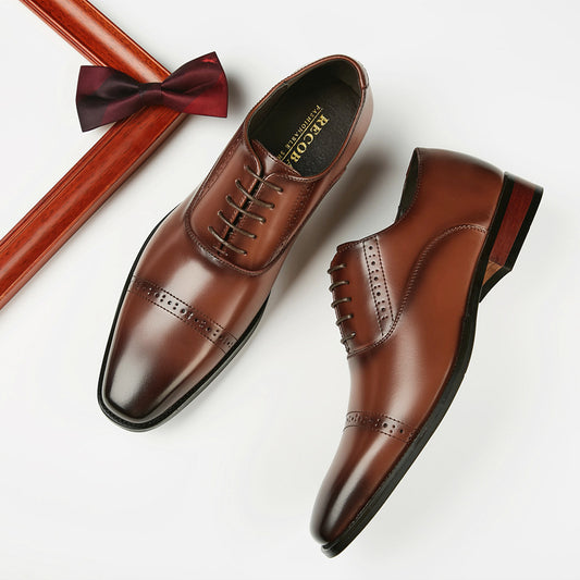 Men's British Style Carved Business Formal Wear Leather Shoes