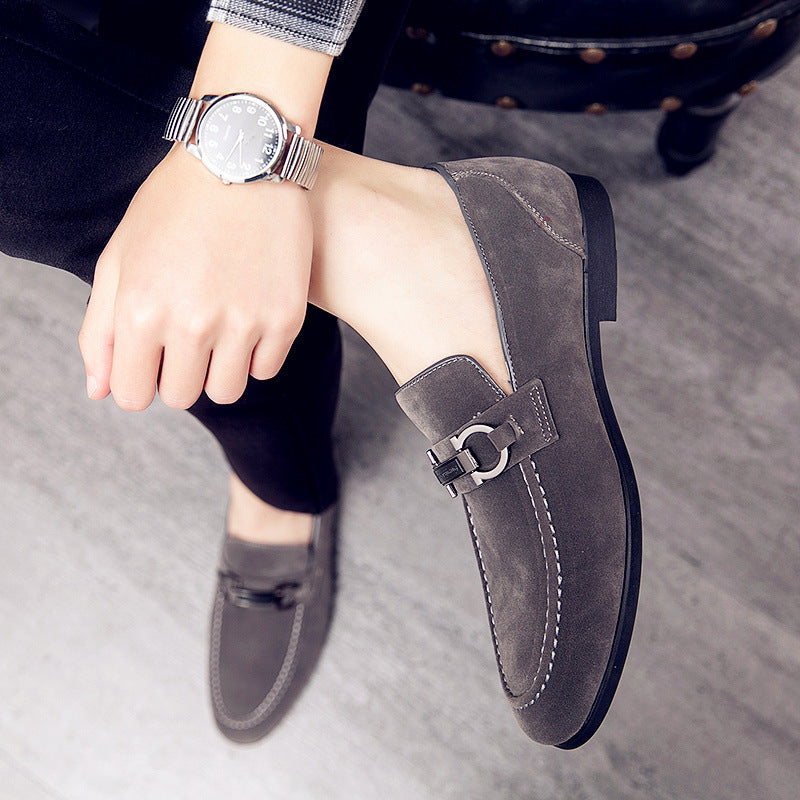 Men's Frosted Suede Club Hairdresser Height Increasing Insole Leather Shoes