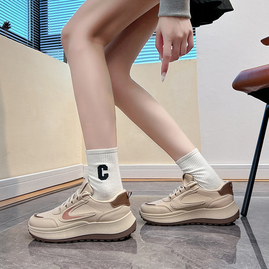 Women's Korean Style Trendy Autumn Platform Height Increasing Breathable Casual Shoes