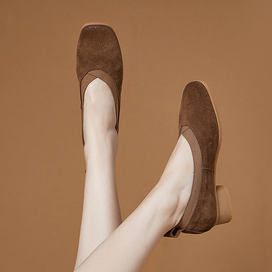 Women's Frosted Reversible Cowhide Chunky Peas Ugly Women's Shoes