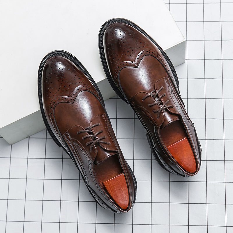 Men's Plus Size Brogue Business Formal Wear Leather Shoes